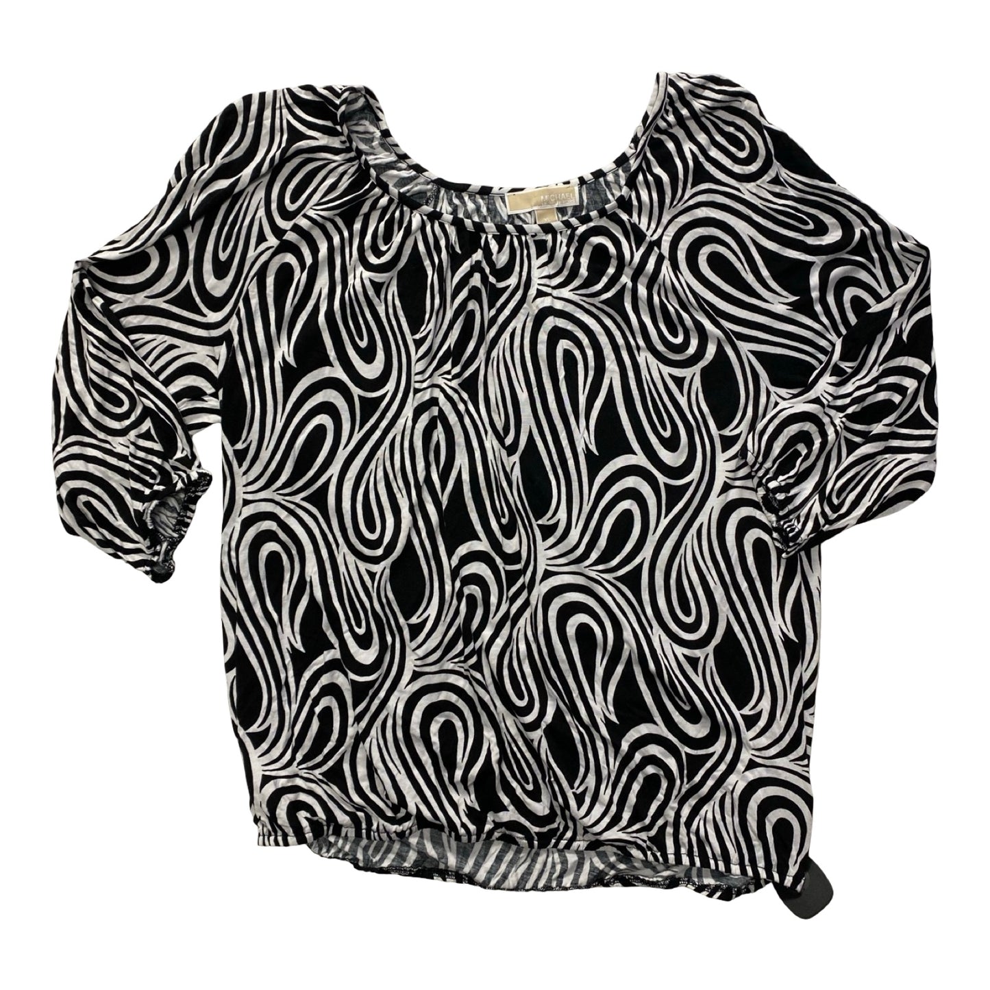 Top 3/4 Sleeve By Michael By Michael Kors In Black & White, Size:Xl