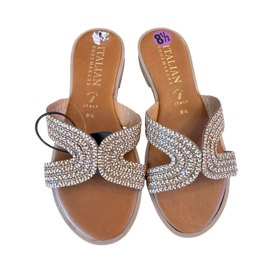 Sandals Flats By Italian Shoemakers In Brown, Size:8.5