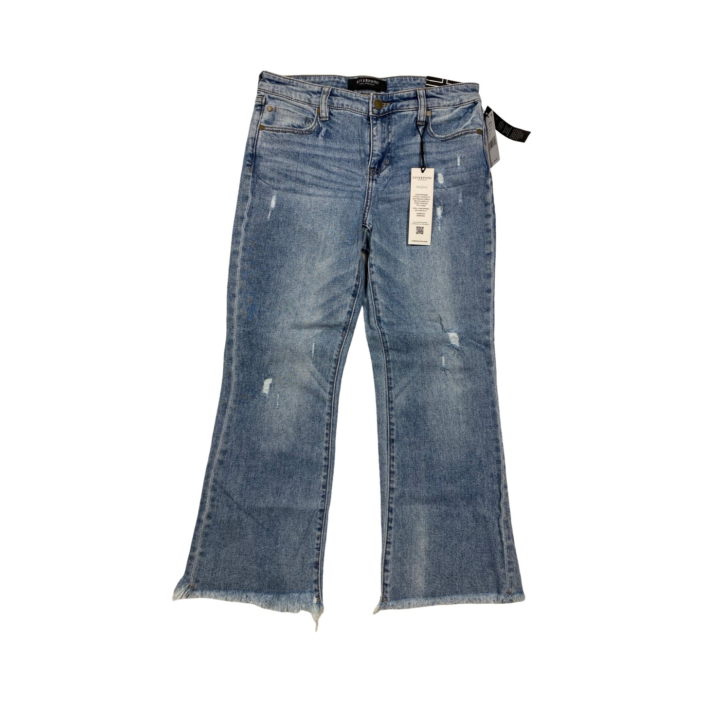 Jeans Cropped By Liverpool In Blue Denim, Size:4