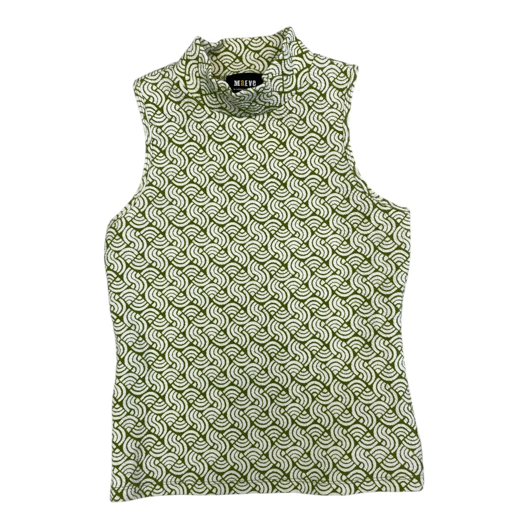 Top Sleeveless By Maeve In Green & White, Size:S