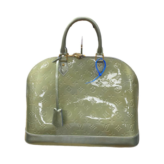Handbag Luxury Designer By Louis Vuitton In Givre Green Monogram Vernis, Size:Large (GM)