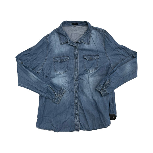 Top Ls By CHIQLE In Blue Denim, Size:1X