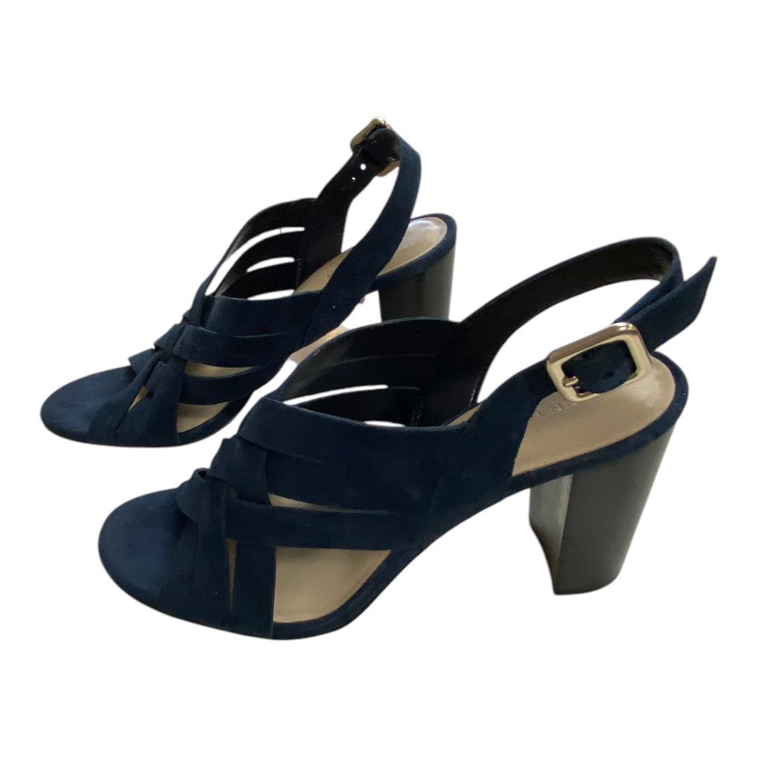 Sandals Heels Block By Ann Taylor In Navy, Size:8