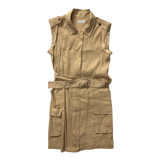 Dress Casual Midi By Calvin Klein In Tan, Size:M