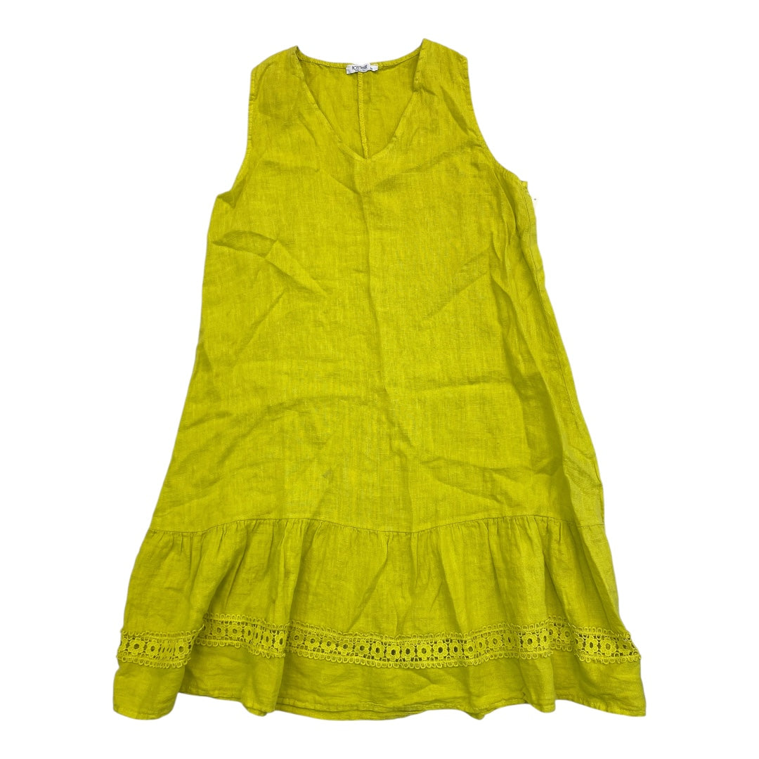 Dress Casual Midi By  ROSEMARINE In Chartreuse, Size:M