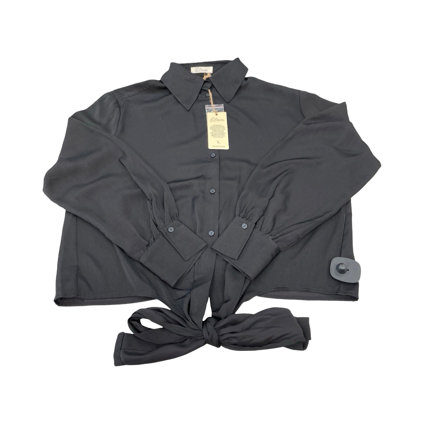 Top Ls By Elan In Black, Size:L