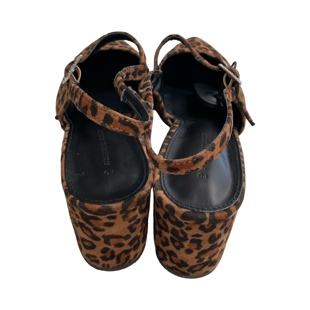 Sandals Heels Block By Streetwear Society In Animal Print, Size:9