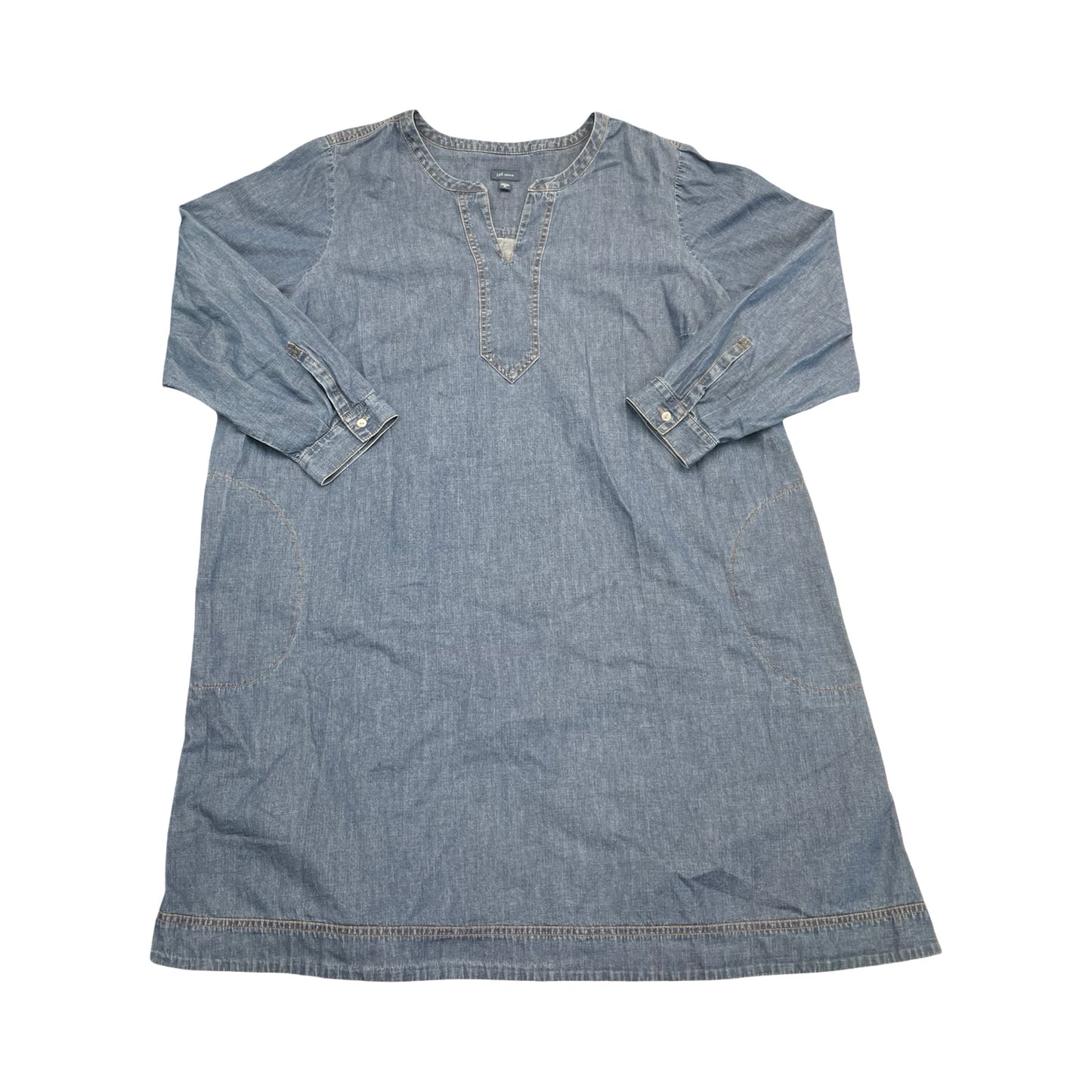 Dress Casual Midi By J. Jill In Blue Denim, Size:3