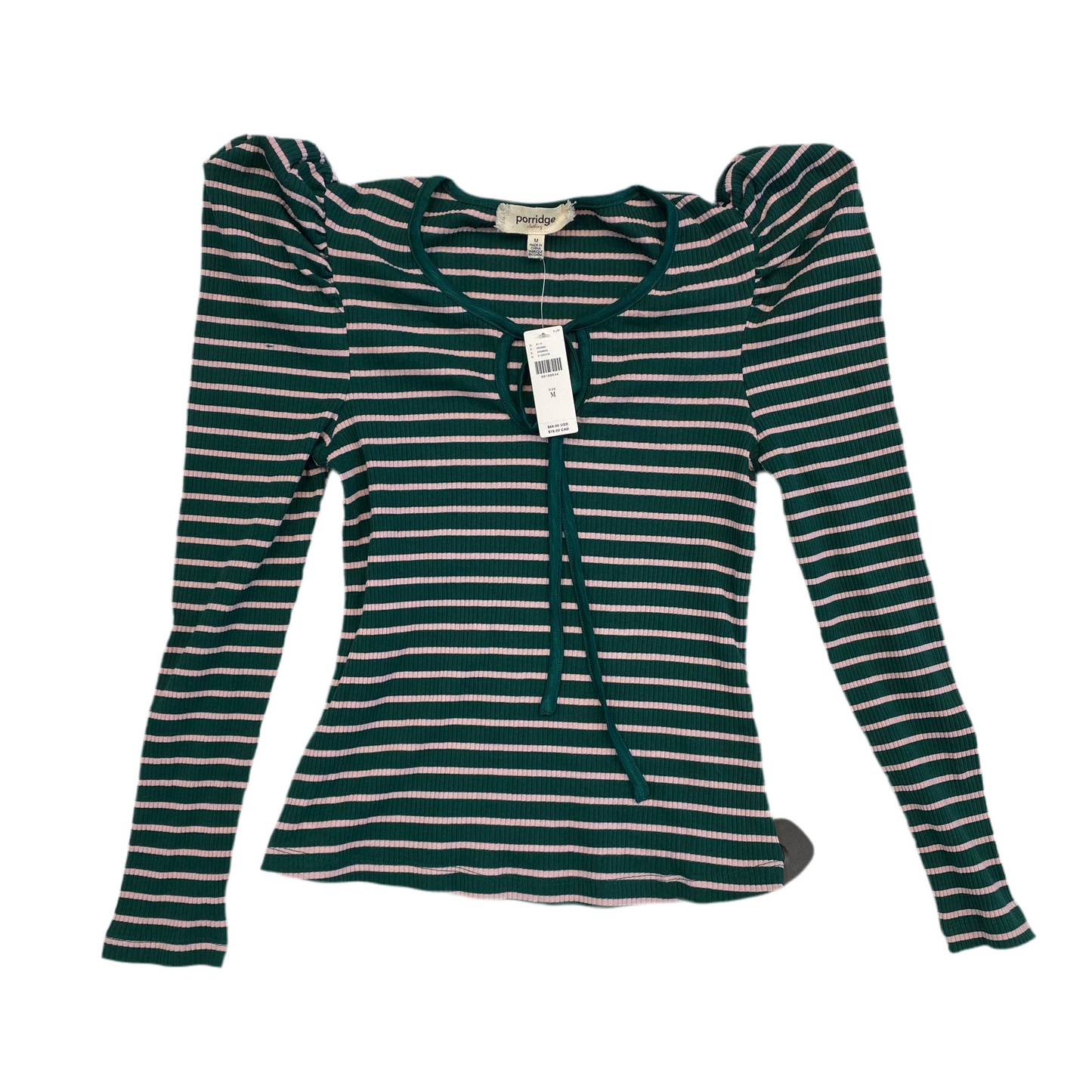 Top Long Sleeve By Porridge In Striped Pattern, Size: M