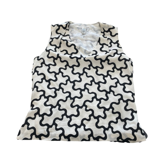 Top Sleeveless Designer By Diane Von Furstenberg In Black & Cream, Size:4