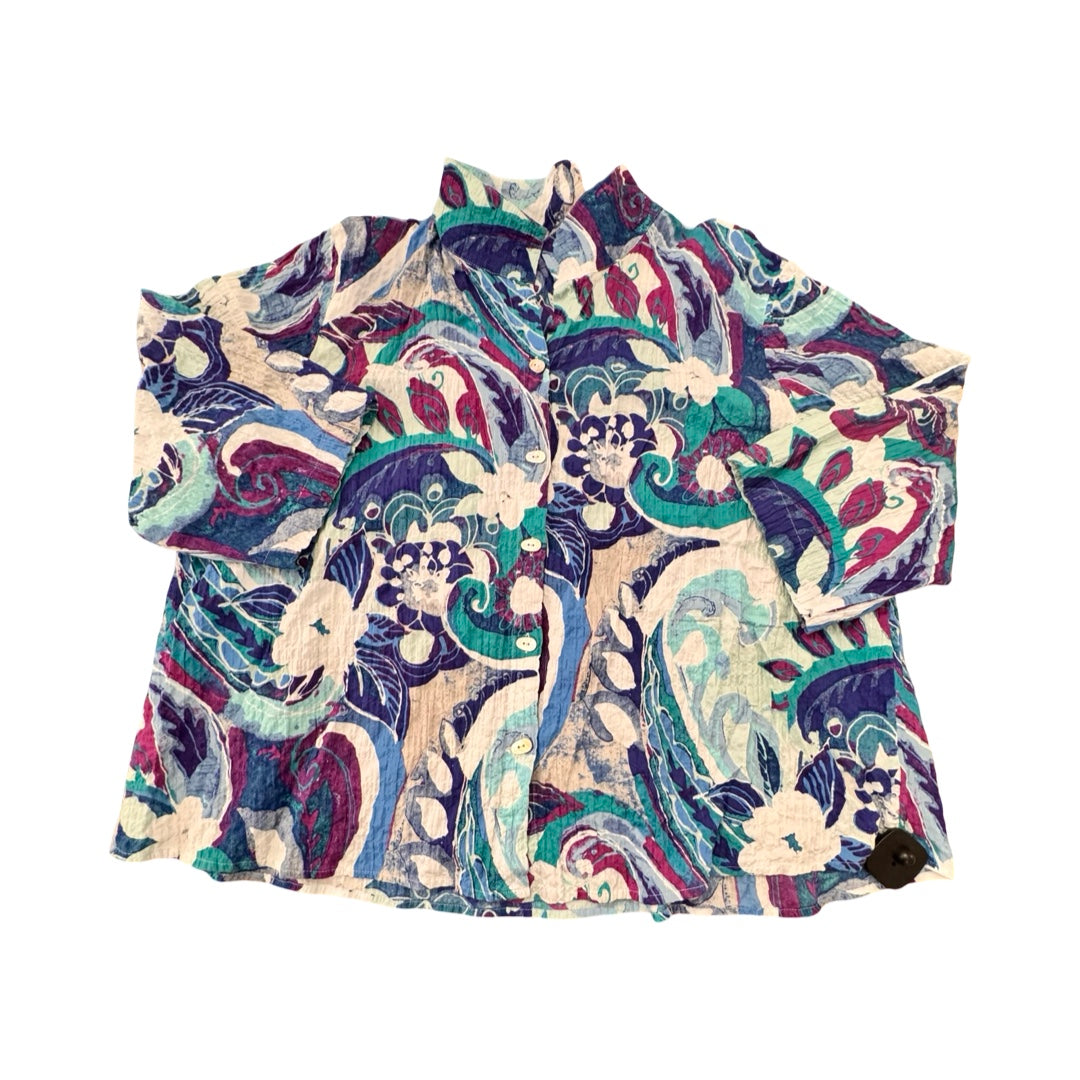 Top 3/4 Sleeve By Habitat In Multi, Size:1X