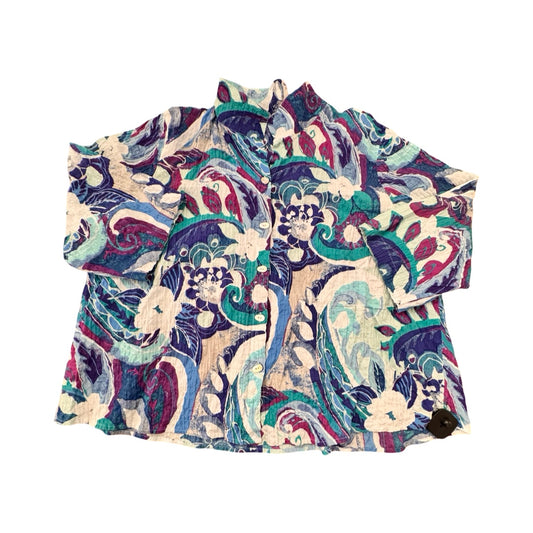 Top 3/4 Sleeve By Habitat In Multi, Size:1X