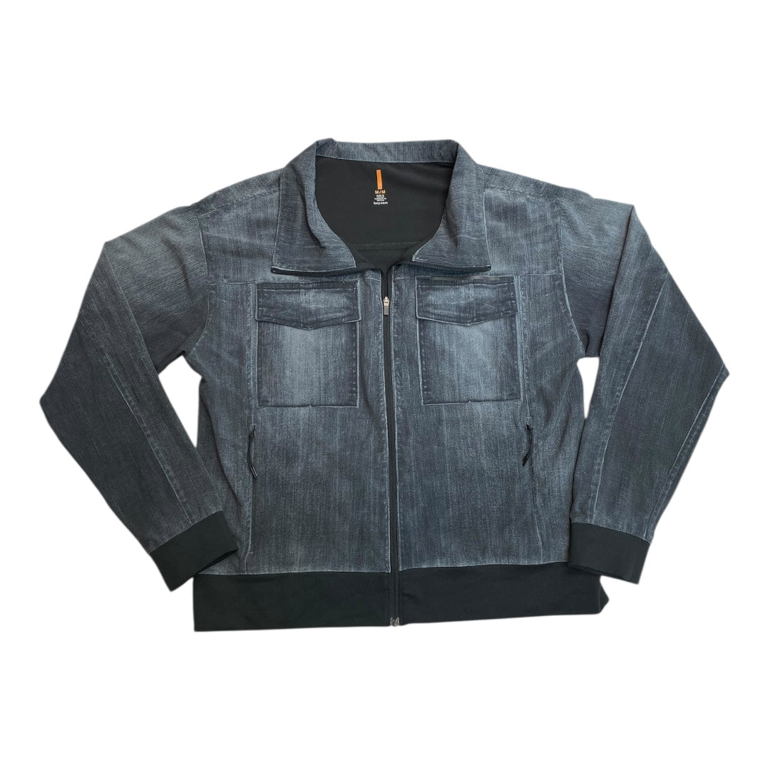 Athletic Jacket By Lucy In Black & Grey, Size:M