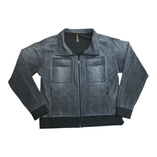 Athletic Jacket By Lucy In Black & Grey, Size:M