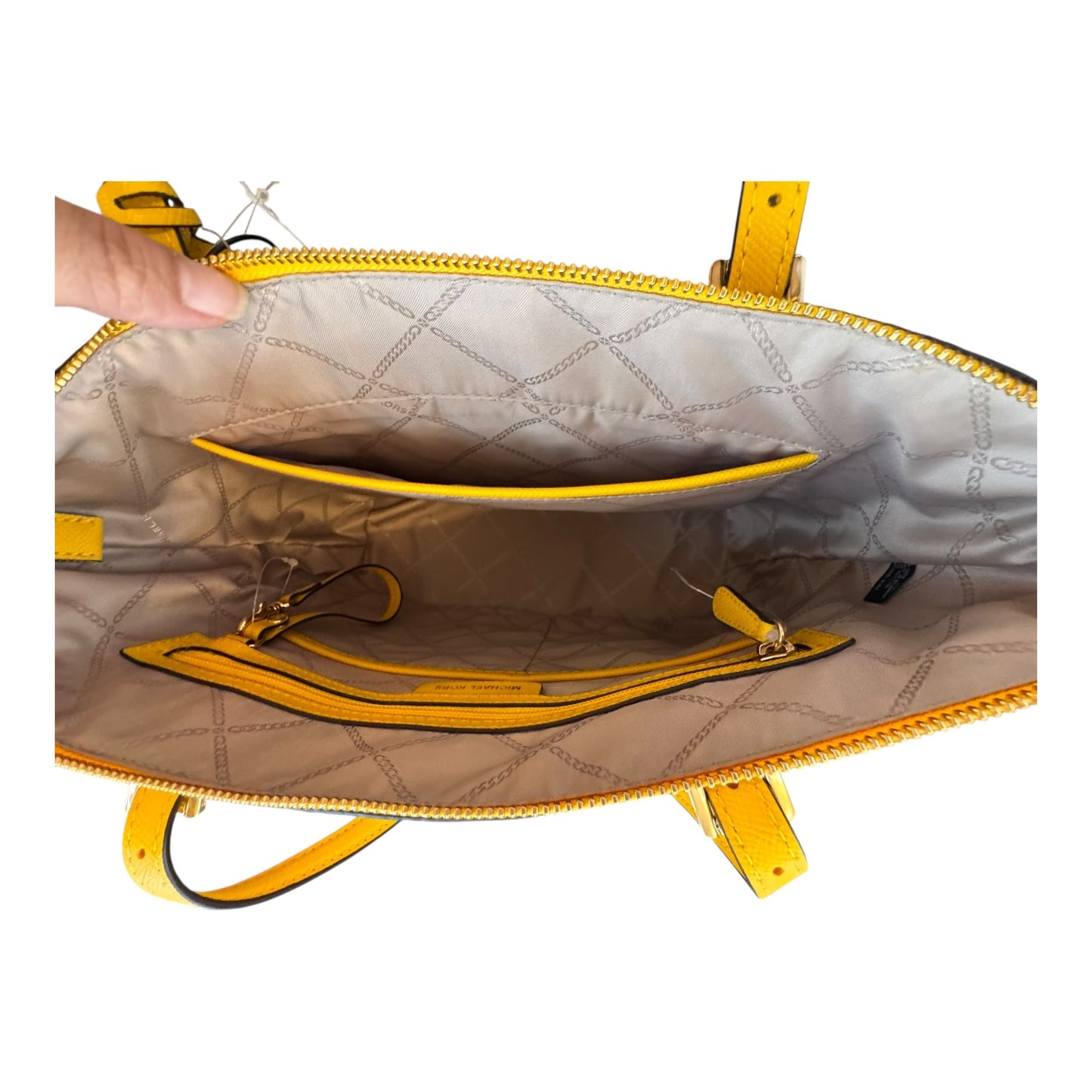 Handbag Designer By Michael Kors In Yellow, Size:Medium