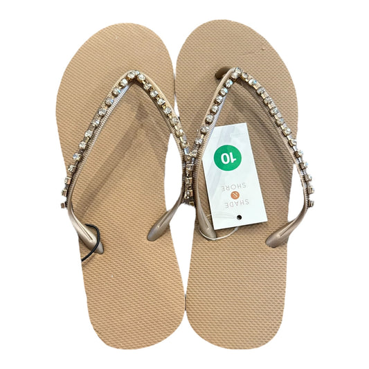 Sandals Flip Flops By Shade & Shore In Brown, Size:10