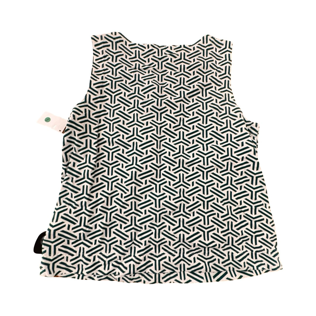 Top Sleeveless By Liz Claiborne In Green & White, Size:M