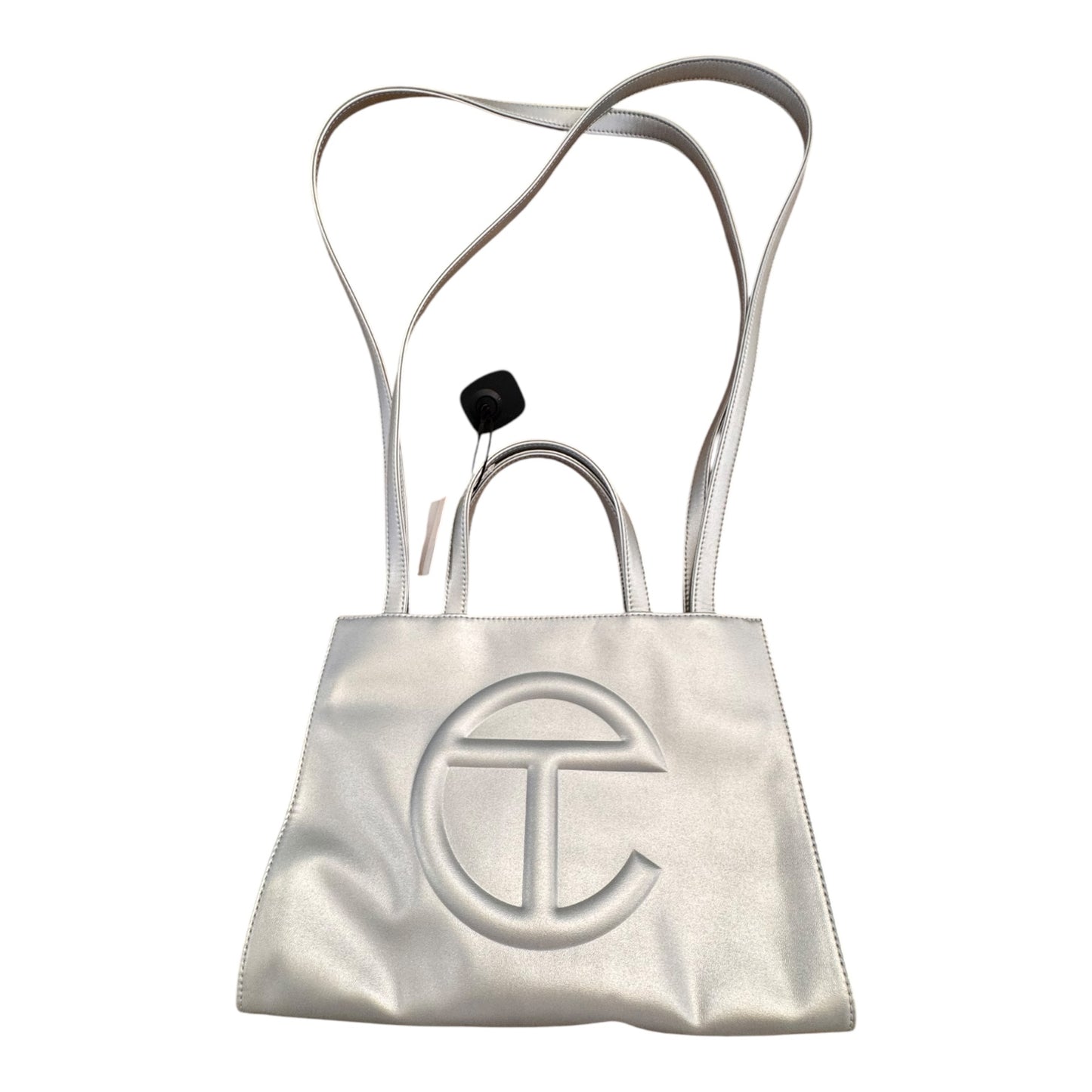 Handbag Designer By Telfar In Silver, Size:Medium