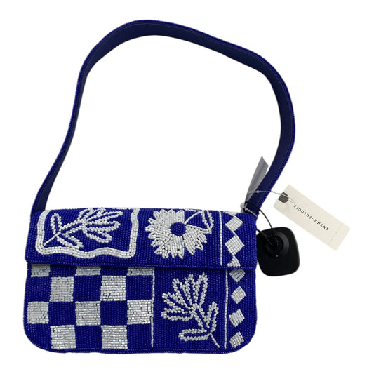 Handbag By Anthropologie In Blue & White, Size:Small