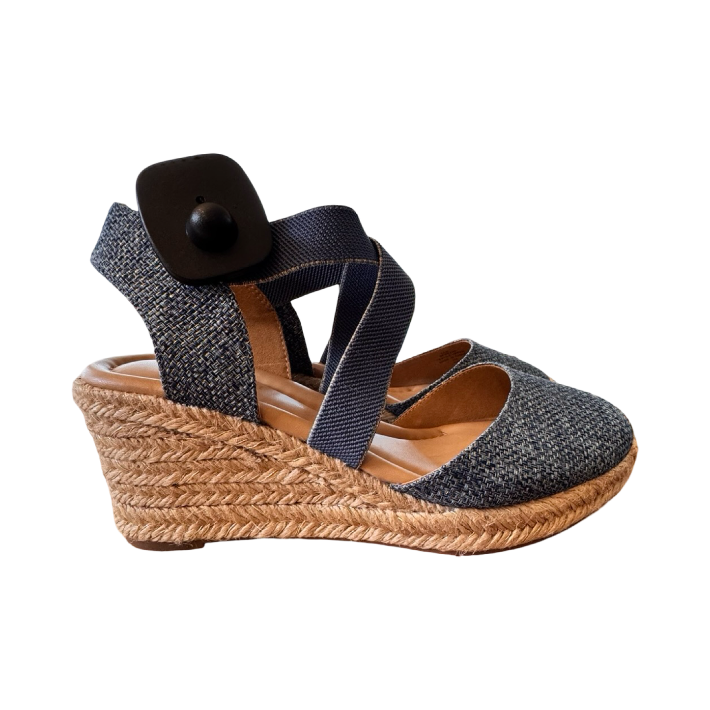 Shoes Heels Wedge By Easy Spirit In Blue & Gold, Size:7.5