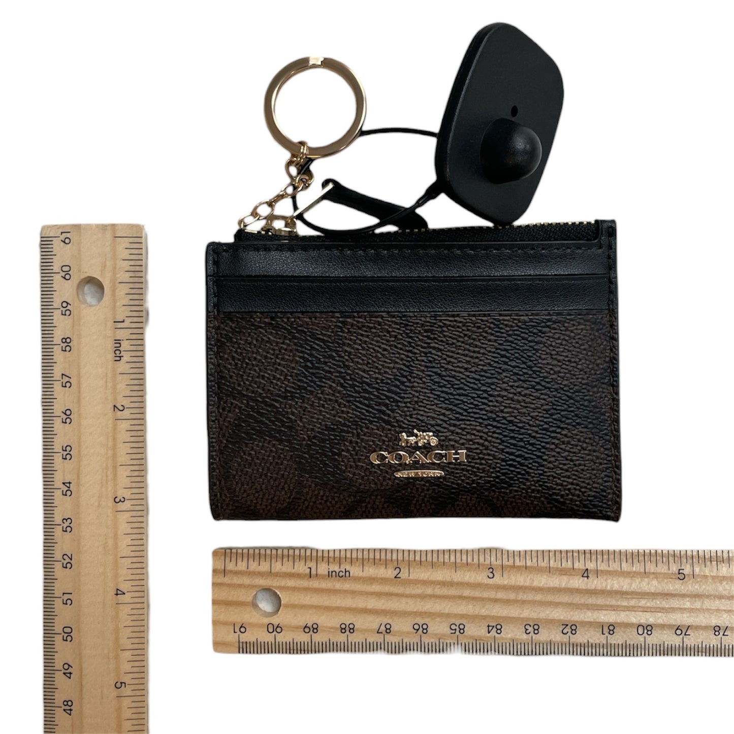 Wallet Designer By Coach In Black & Brown, Size:Small
