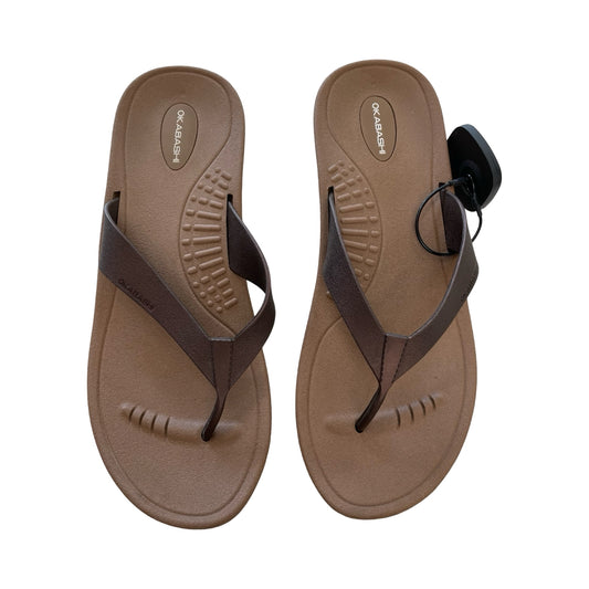 Sandals Flip Flops By OKABASHI In Brown, Size:9
