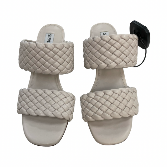 Sandals Heels Block By Steve Madden In Cream, Size:6