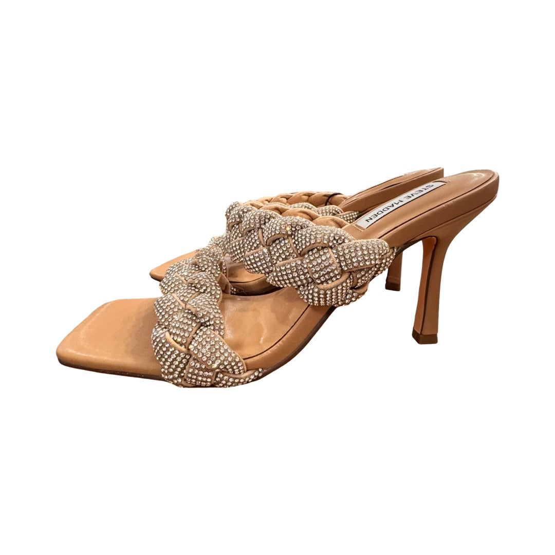 Sandals Heels Kitten By Steve Madden In Tan, Size:9.5
