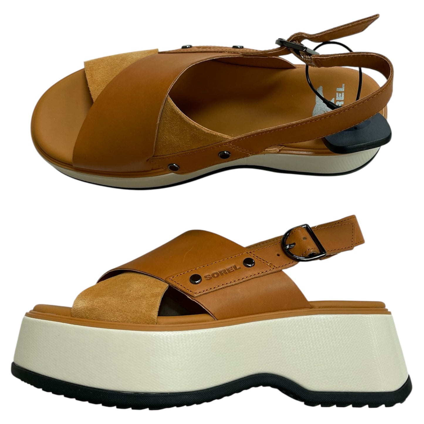 Sandals Designer By Sorel In Orange & White, Size:7.5