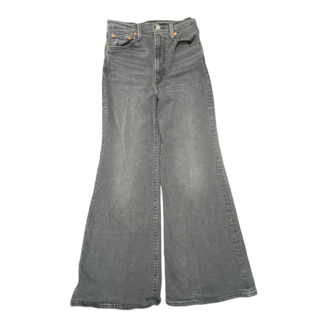Jeans Flared By Levis In Black Denim, Size:8
