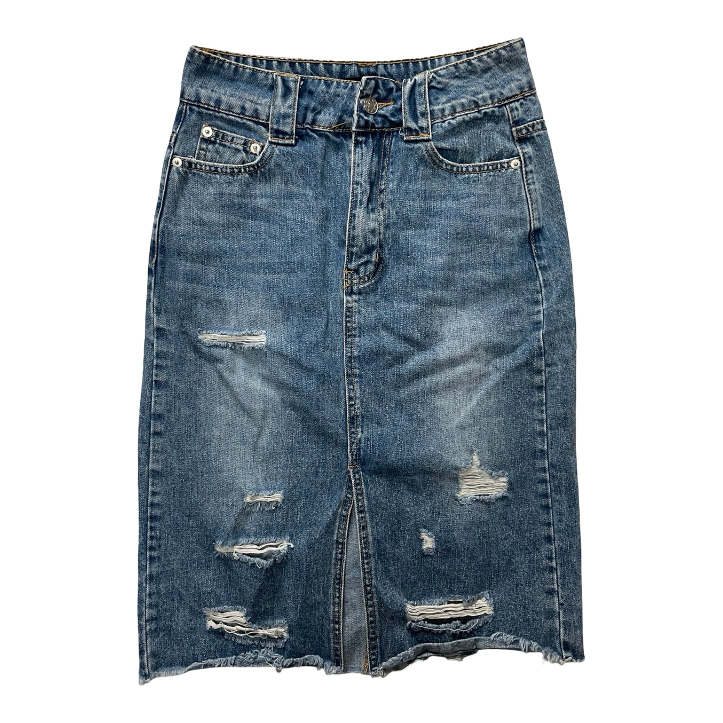 Skirt Midi By Mustard Seed In Blue Denim, Size:S