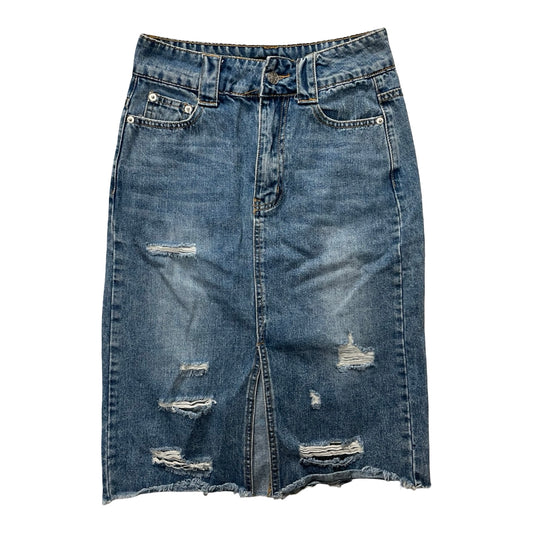 Skirt Midi By Mustard Seed In Blue Denim, Size:S