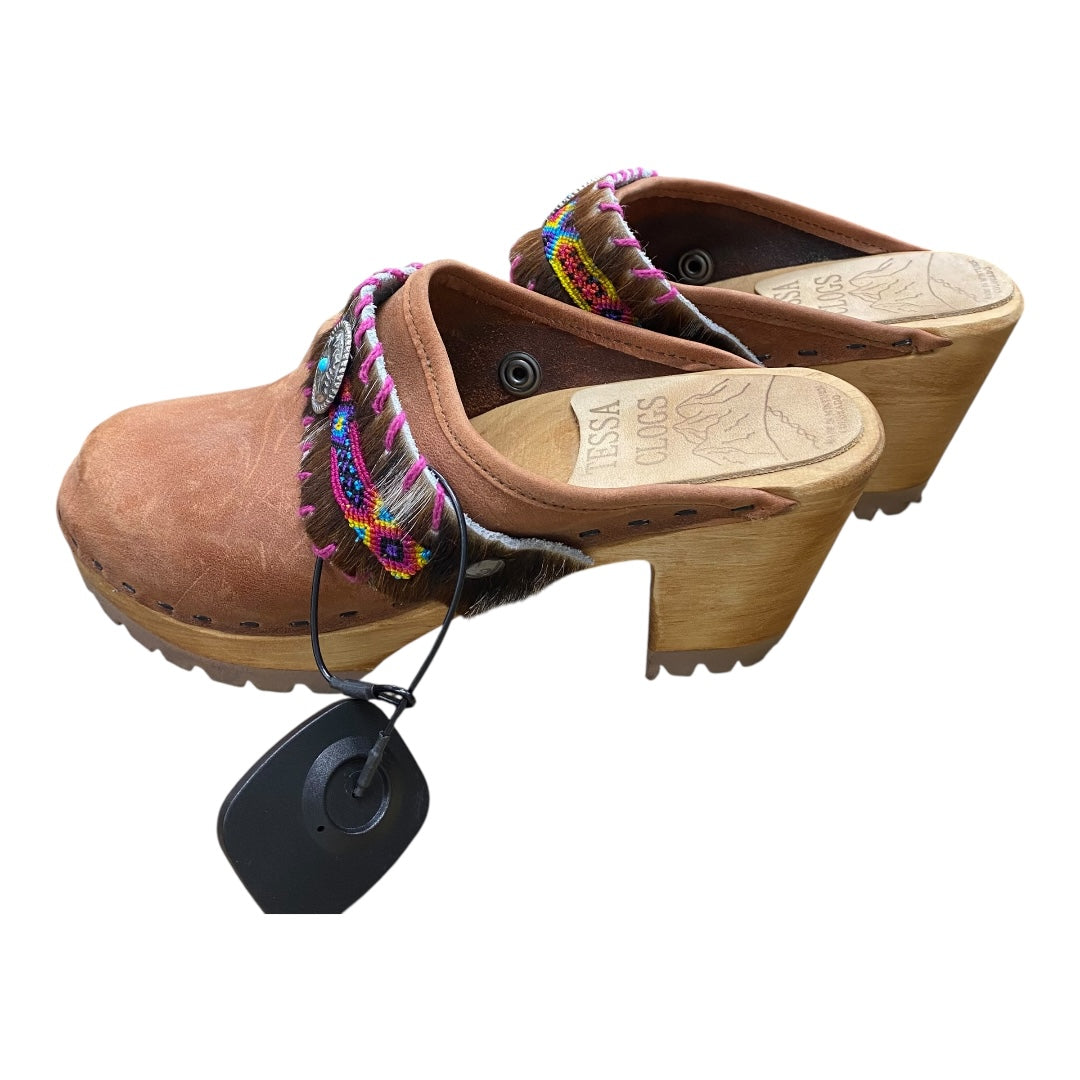 Shoes Heels Block By TESSA CLOGS In Brown, Size:6.5