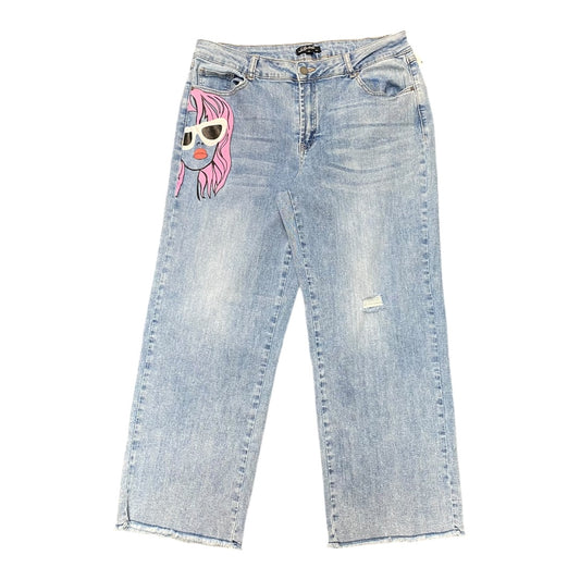 Jeans Straight By Charlie B In Blue Denim, Size:12