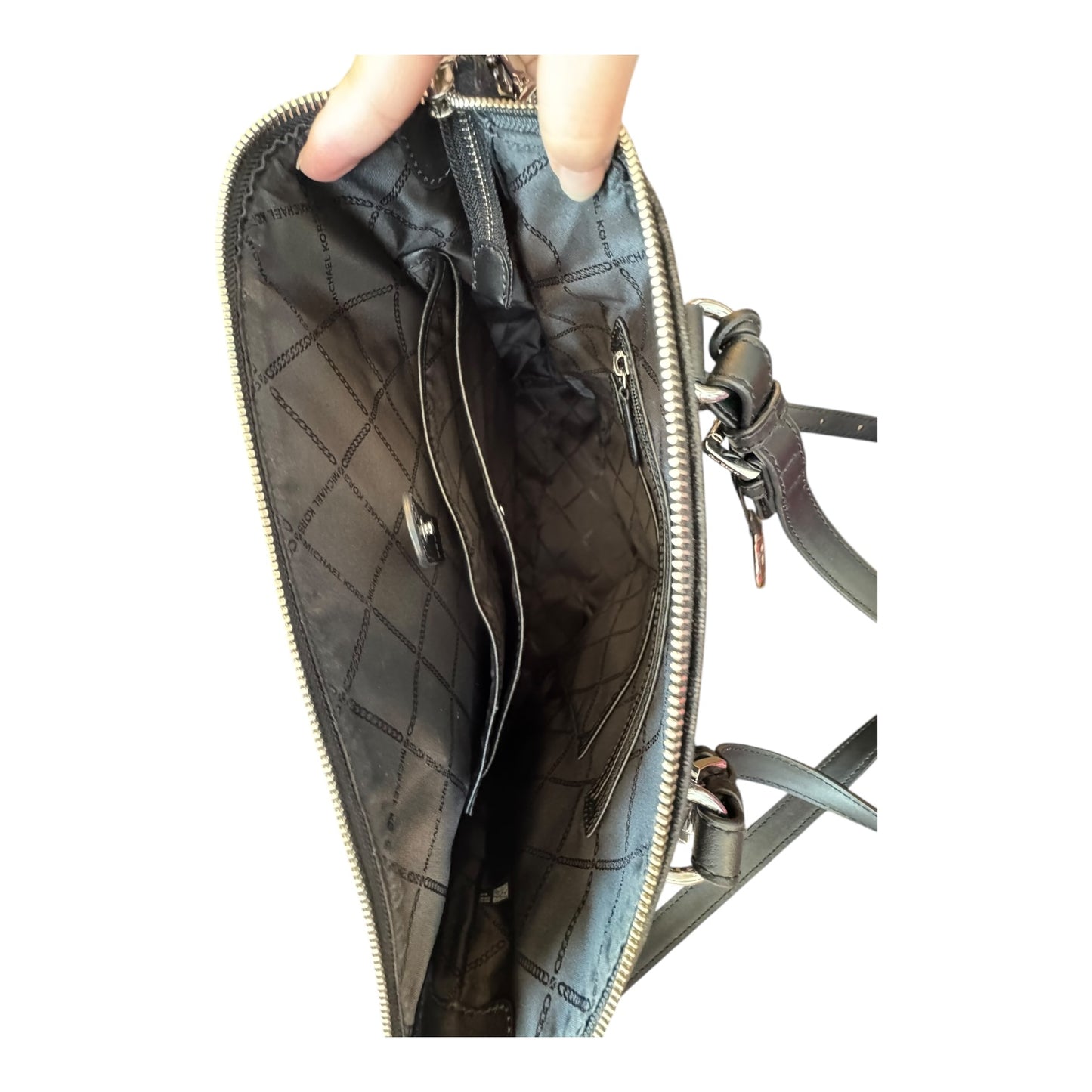 Handbag Designer By Michael Kors In Black & Grey, Size:Large