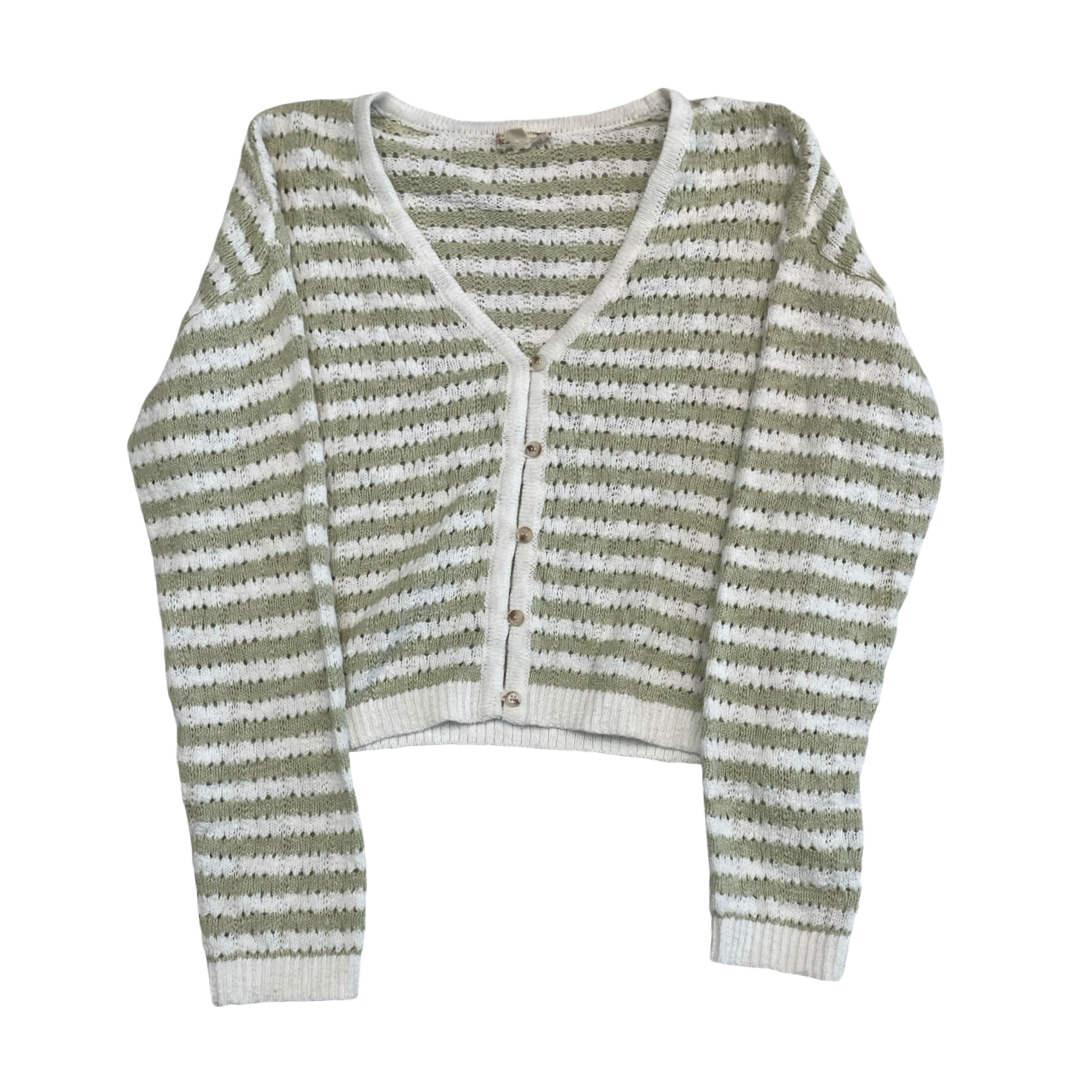Sweater Cardigan By Hem & Thread In Green & White, Size:S