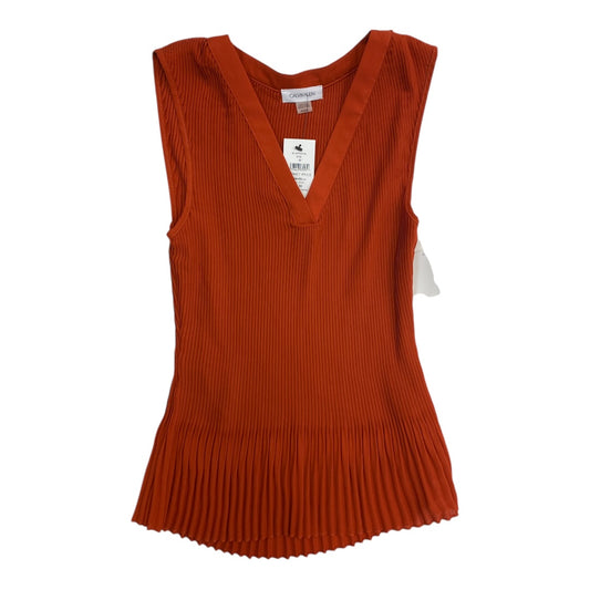 Top Sleeveless By Calvin Klein In Orange, Size:M