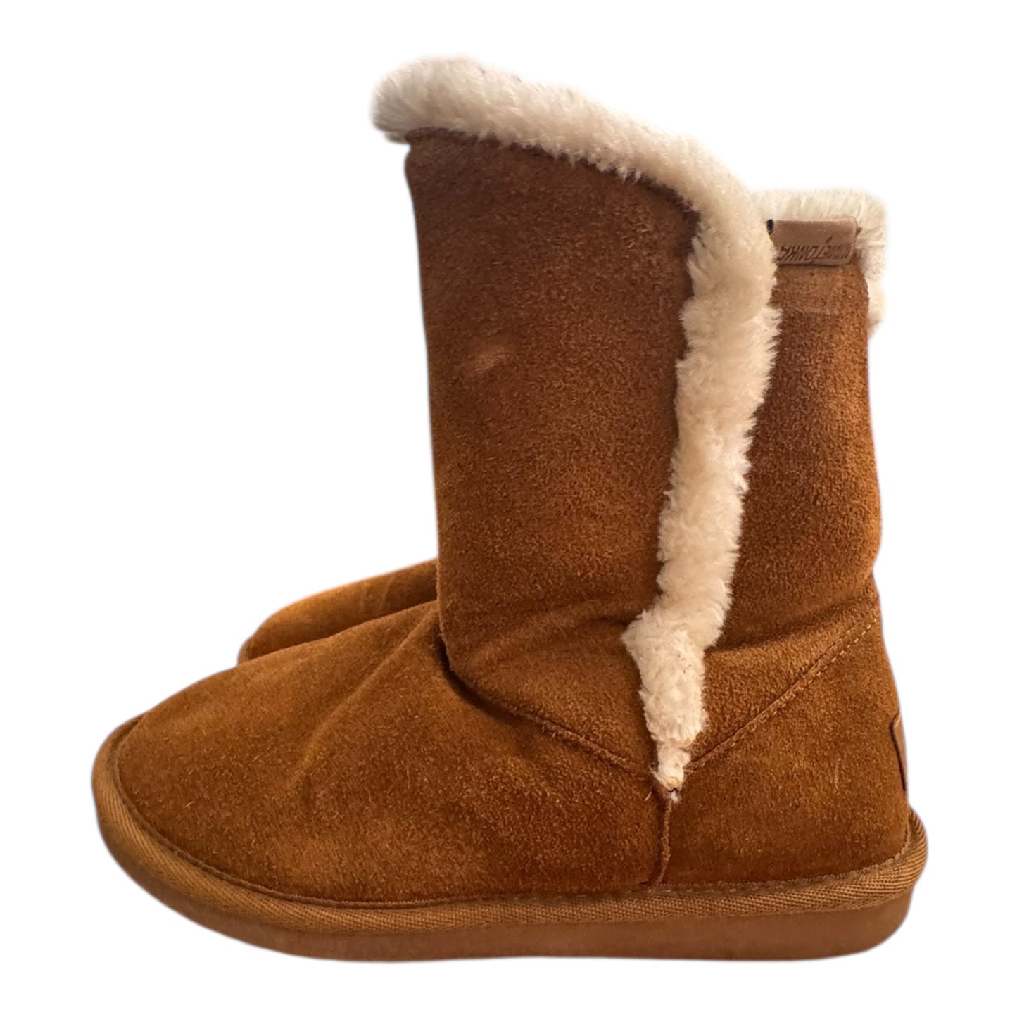 Boots Mid-Calf Flats By Minnetonka In Brown, Size:8