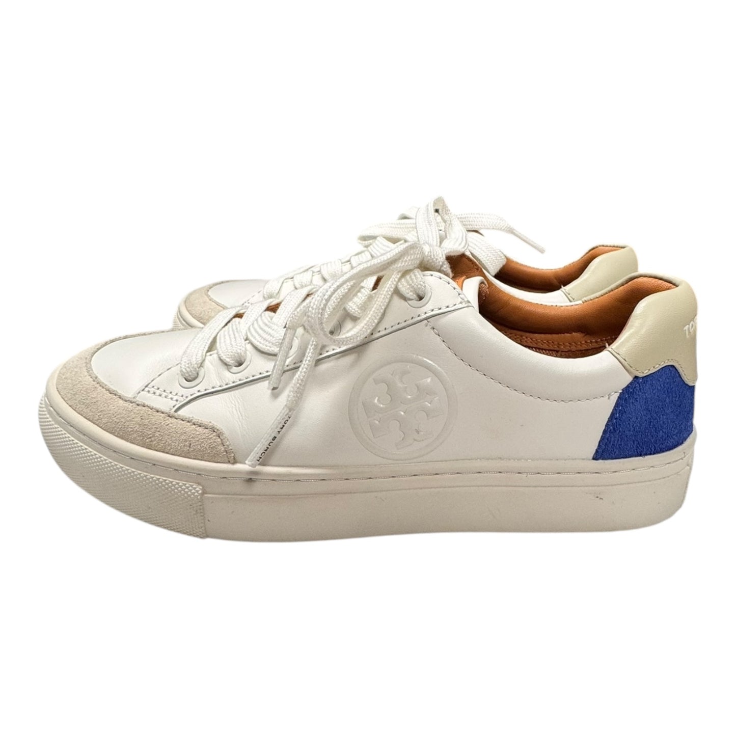 Shoes Designer By Tory Burch In Blue & Cream, Size:6