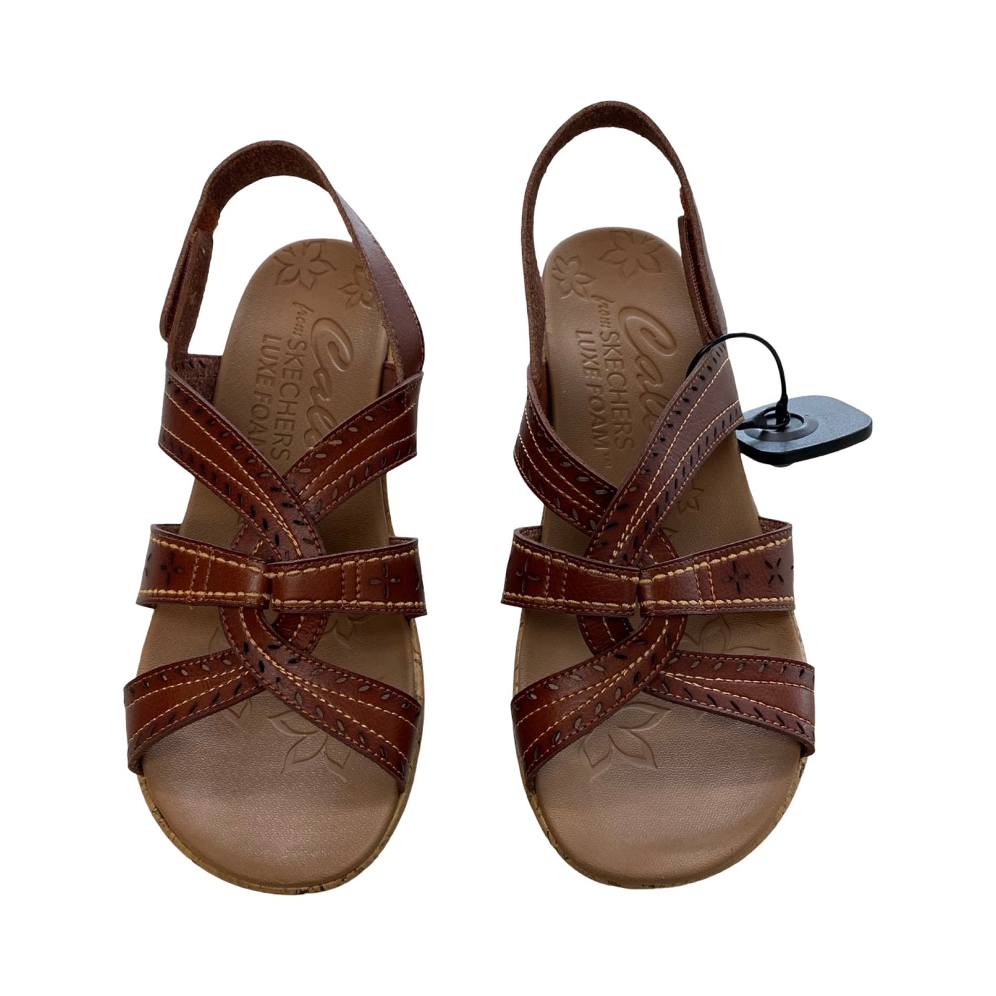 Sandals Heels Wedge By Skechers In Tan, Size:8