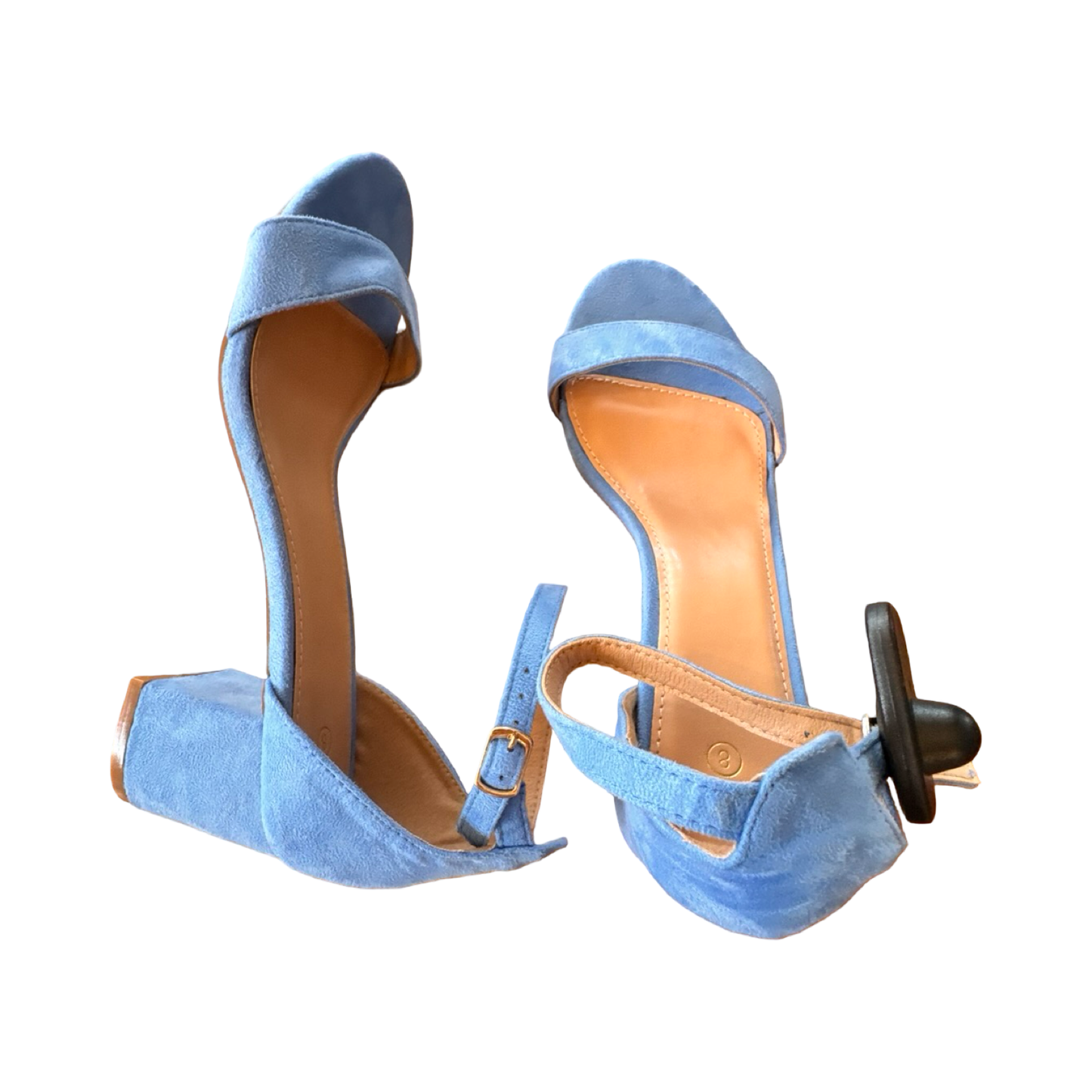Sandals Heels Block By Cmc In Blue, Size:8