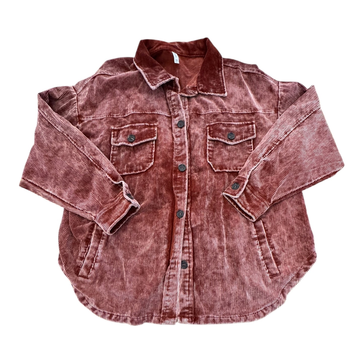 Blazer/Jacket Shirt By Zenana In Brick Red, Size:3X