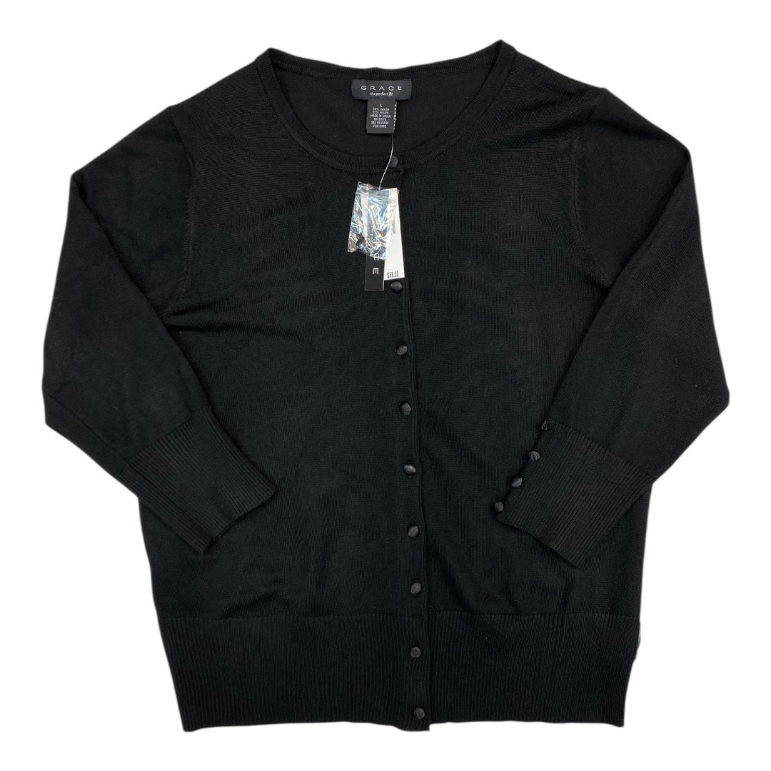 Sweater Cardigan By Grace In Black, Size:L