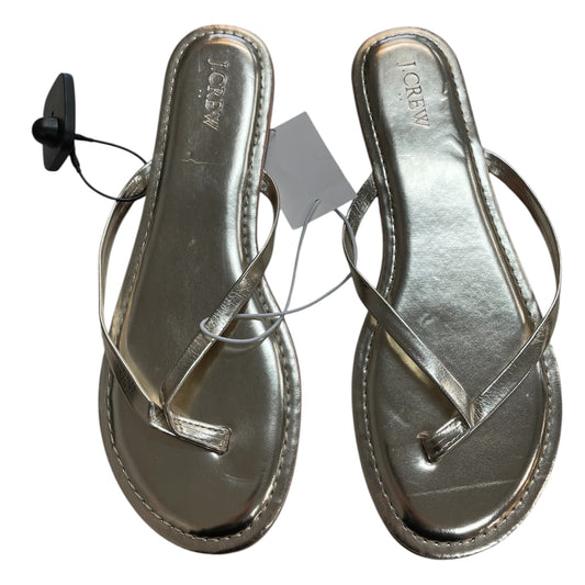 Sandals Flip Flops By J. Crew In Gold, Size:10