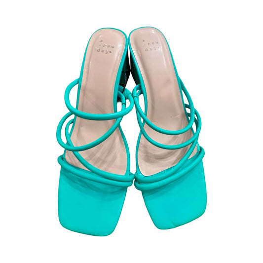 Sandals Heels Block By A New Day In Green, Size:9.5