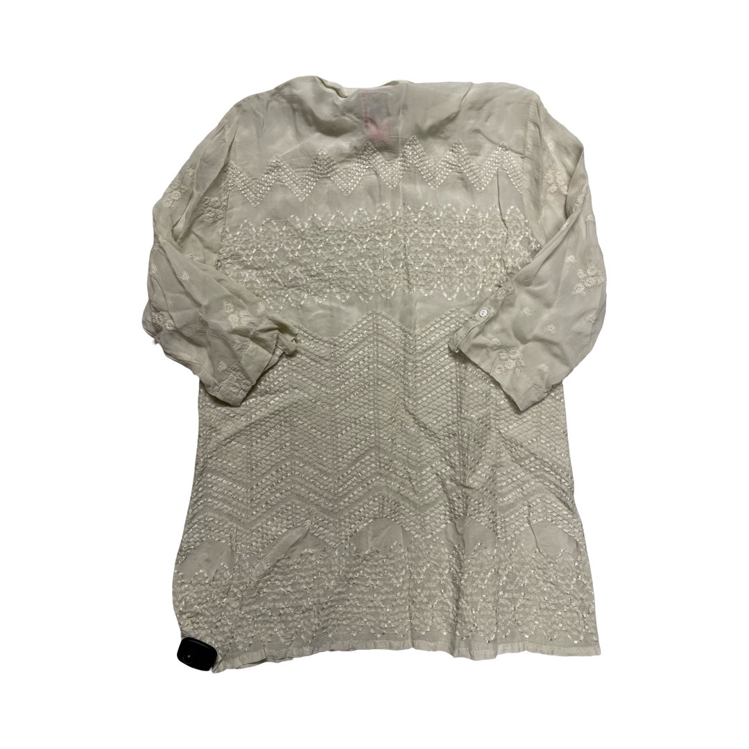 Top 3/4 Sleeve Designer By Johnny Was In Tan, Size:M