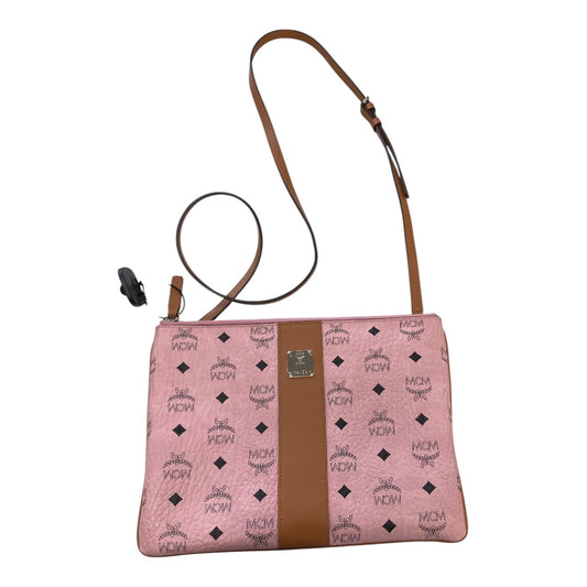 Handbag Luxury Designer By Mcm In Pink, Size:Medium