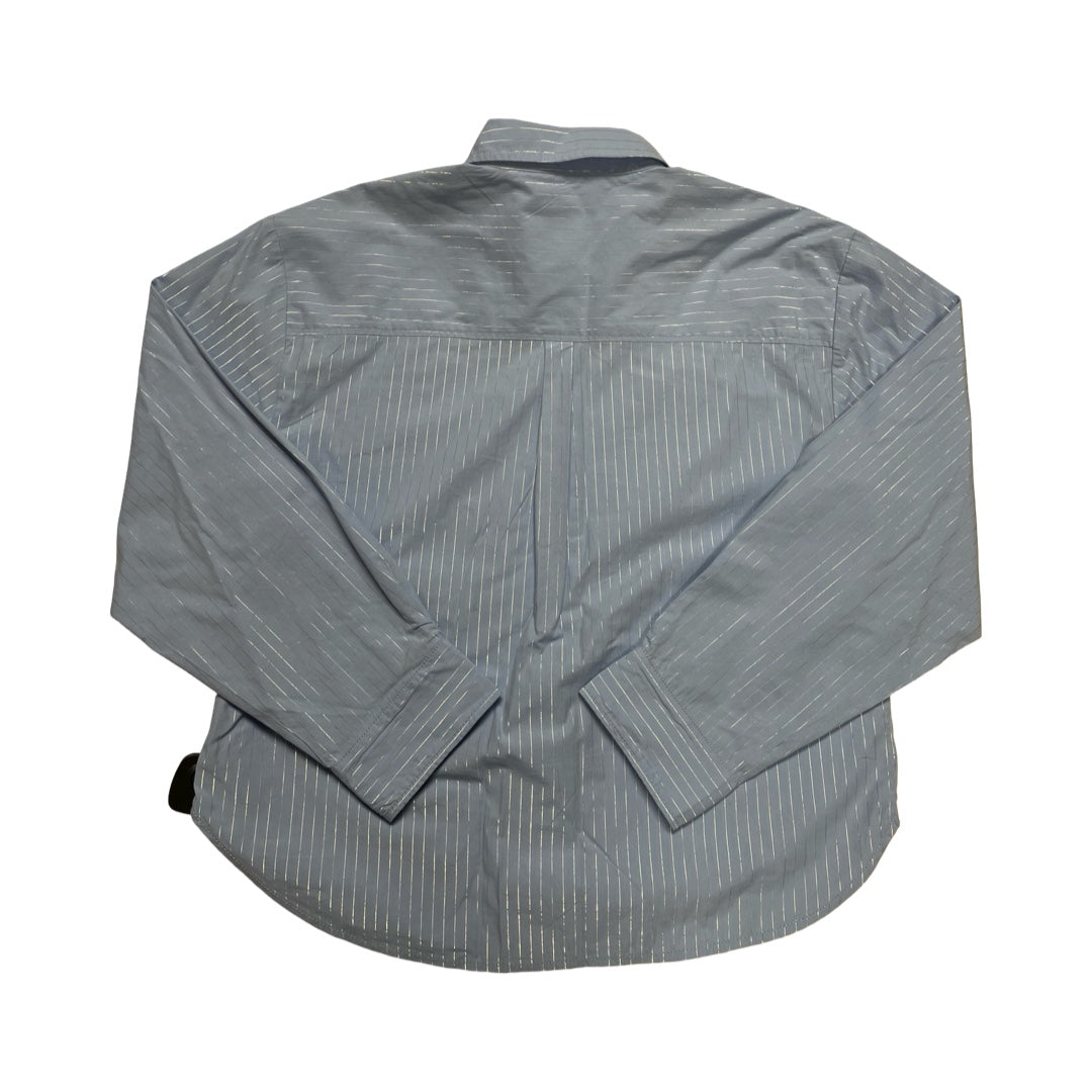 Blouse Ls By Maeve In Blue & Silver, Size:S