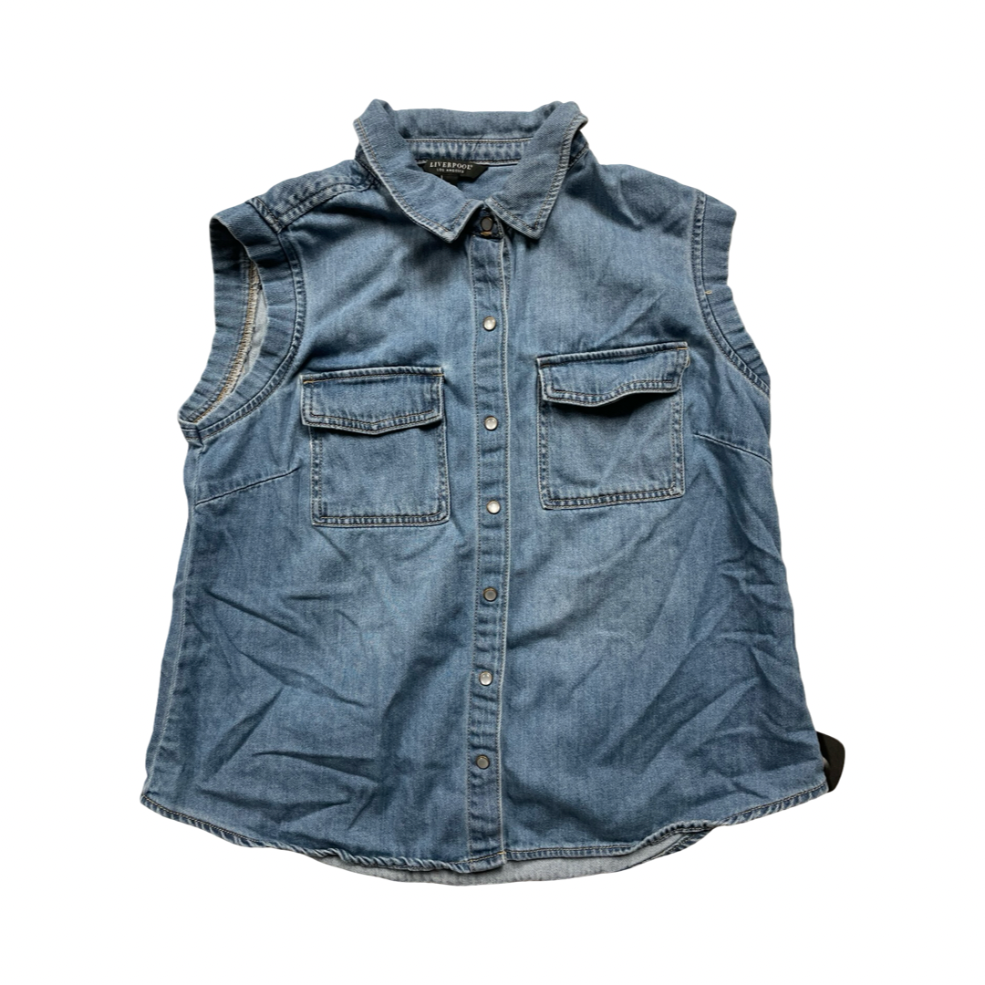 Top Sleeveless By Liverpool In Blue Denim, Size:L