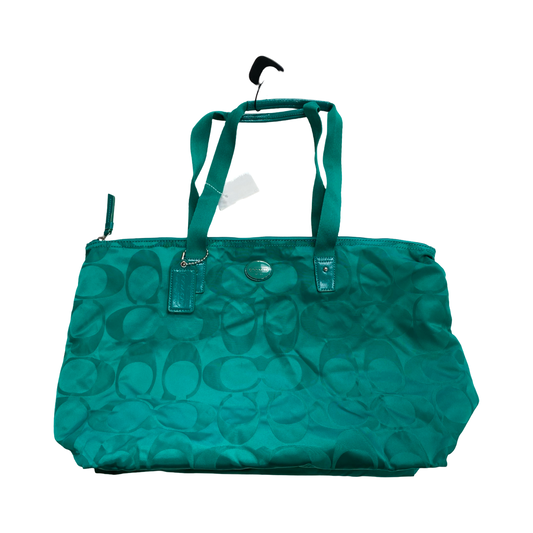 Handbag Designer By Coach In Green, Size:Large